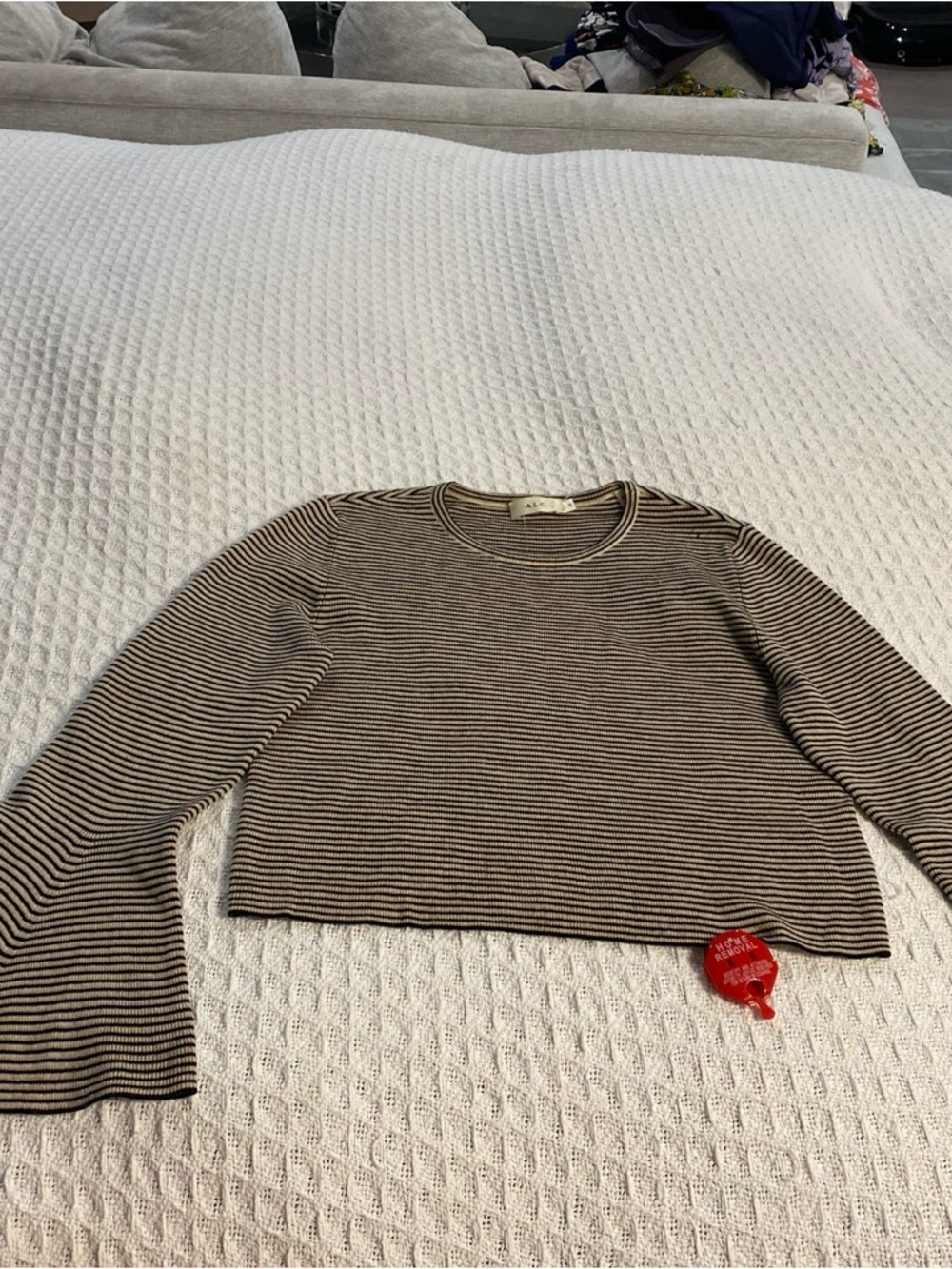 A.L.C Striped Slim-Fit Knit Top in Black and Cream